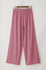 Rose Tan High Waisted Tie Front Side Pocket Wide Leg Flowy Casual Pants Pants & Culotte JT's Designer Fashion