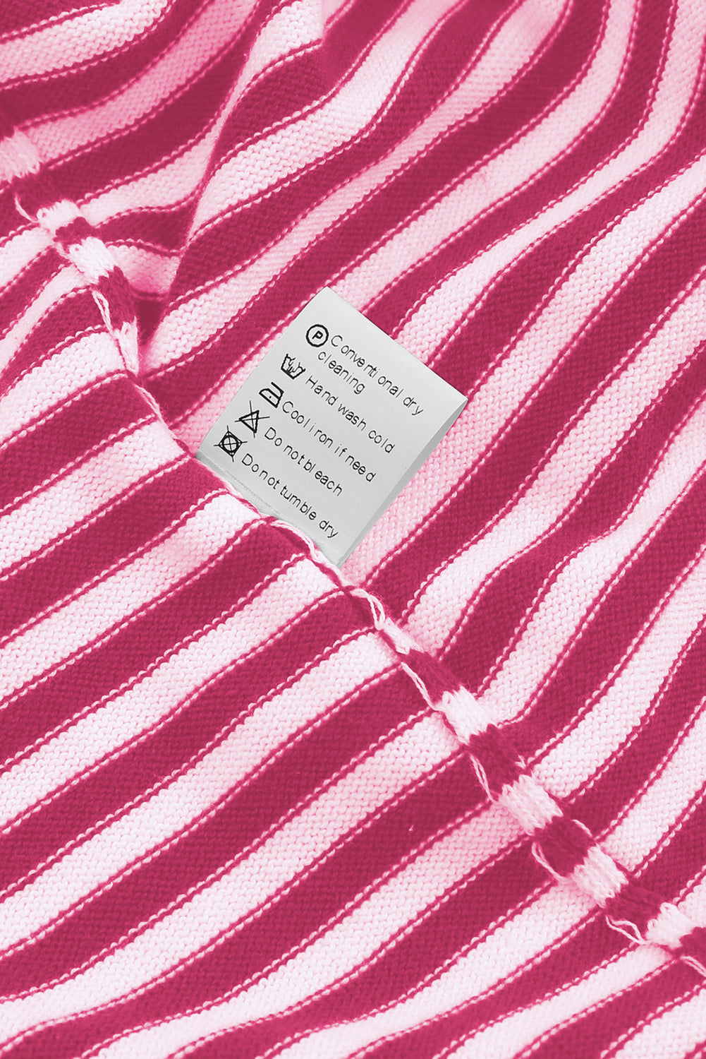 Pink Contrast Trimmed Striped Drop Shoulder Sweater Sweaters JT's Designer Fashion