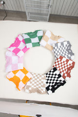 Pink Checkered Bishop Sleeve Sweater Sweaters JT's Designer Fashion