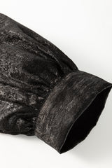 Black Metallic Frilled V Neck Puff Sleeve Babydoll Blouse Blouses & Shirts JT's Designer Fashion