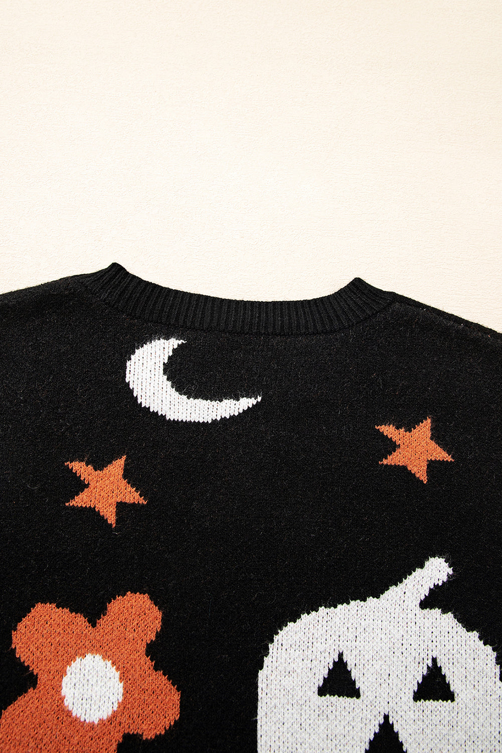 Black Halloween Mythical Night Pattern Drop Shoulder Sweater Sweaters JT's Designer Fashion