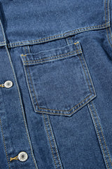 Dark Blue Washed Oversize Pocketed Denim Jacket Denim Jackets JT's Designer Fashion
