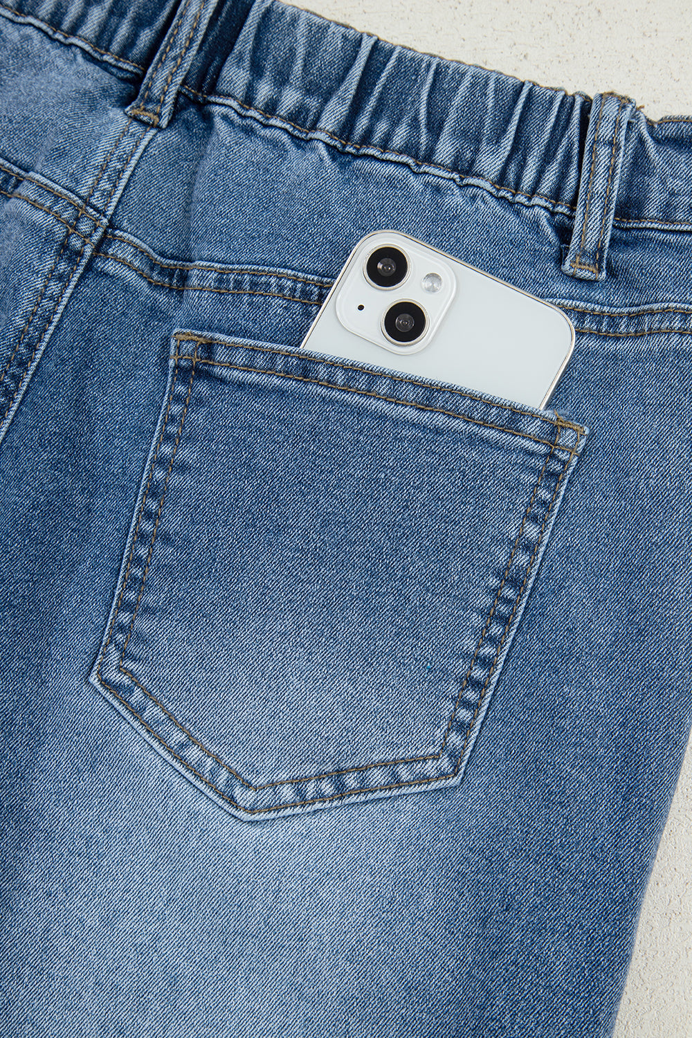 Stone Blue Star Patchwork Cropped Wide Leg High Waist Jeans Jeans JT's Designer Fashion