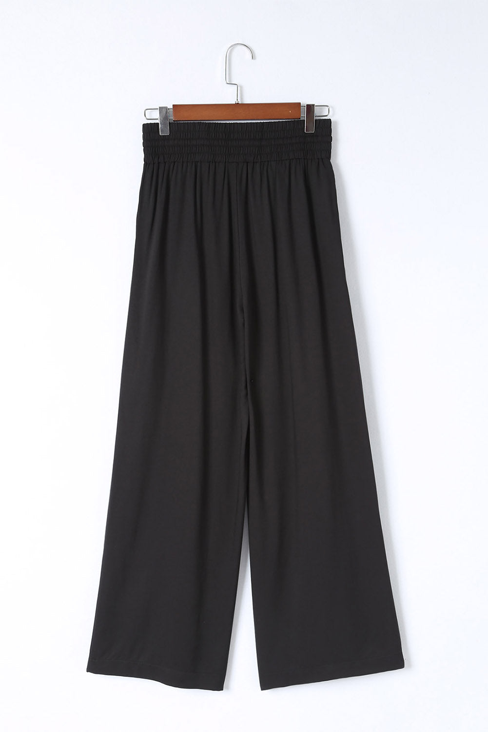 Black Drawstring Elastic Waist Casual Wide Leg Pants Pants & Culotte JT's Designer Fashion