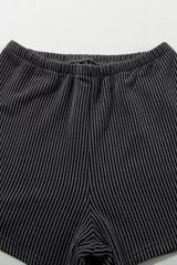 Carbon Grey Ribbed Textured Knit Loose Fit Tee and Shorts Set Short Sets JT's Designer Fashion