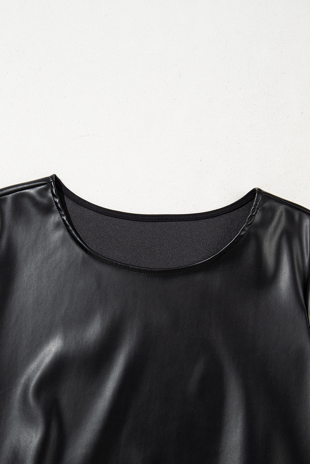 Black Faux Leather Loose T-shirt Dress T Shirt Dresses JT's Designer Fashion