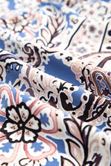 Blue Paisley Print Twist Detail Smocked Back Spaghetti Straps Long Dress Maxi Dresses JT's Designer Fashion