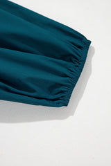 Blue Sapphire Colorblock Split V Neck Puff Sleeve Mini Dress Dresses JT's Designer Fashion