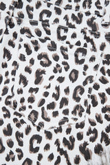 White Leopard Frayed Hem Denim Shorts Bottoms JT's Designer Fashion