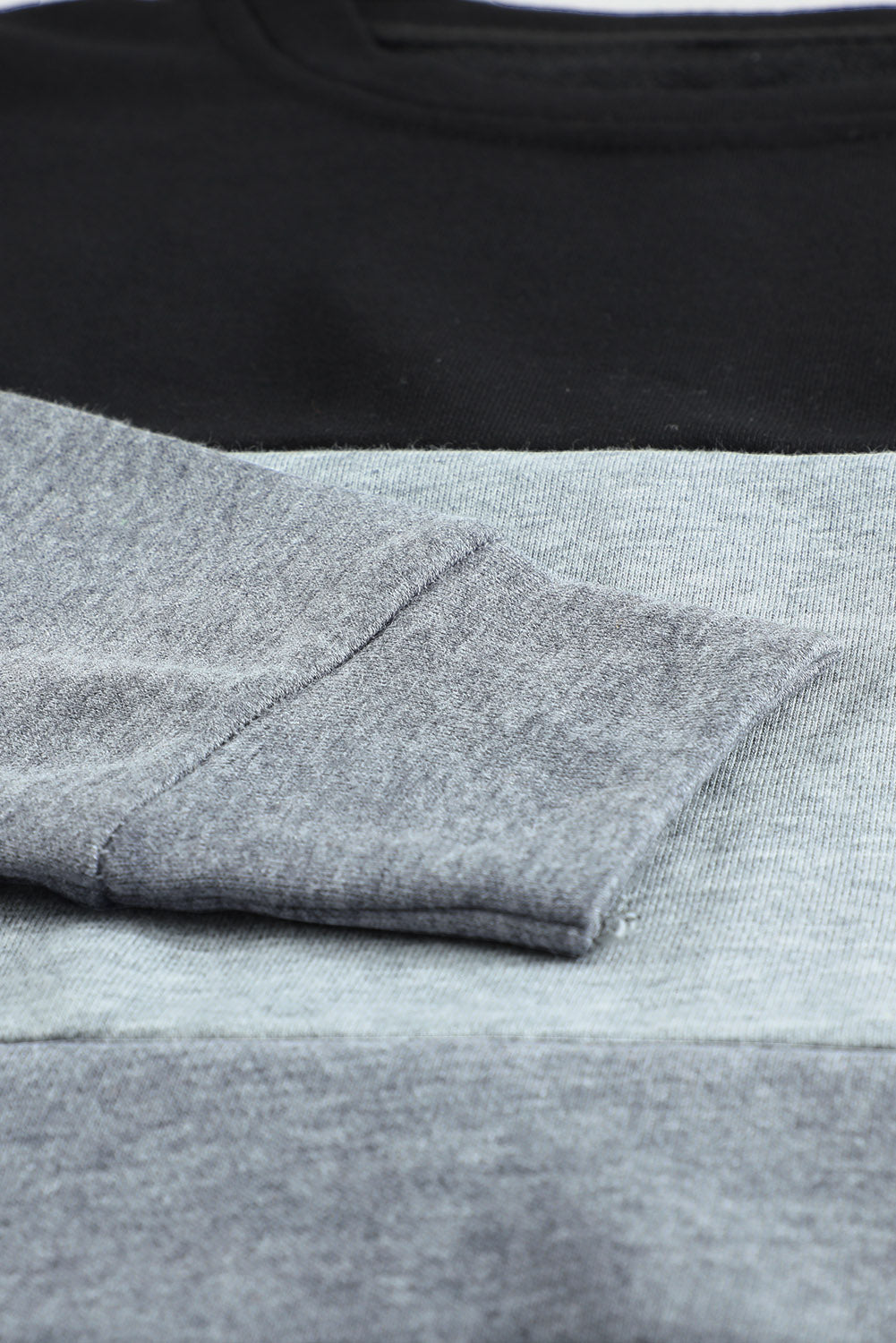 Colorblock Black Contrast Stitching Sweatshirt with Slits Sweatshirts & Hoodies JT's Designer Fashion