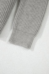 Philippine Gray Ribbed Knit Bow Front Buttoned Cardigan Cardigans JT's Designer Fashion