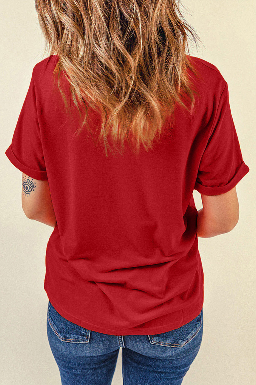 Red Sequined LOVE Letter Valentines T-shirt Graphic Tees JT's Designer Fashion