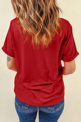 Red Sequined LOVE Letter Valentines T-shirt Graphic Tees JT's Designer Fashion