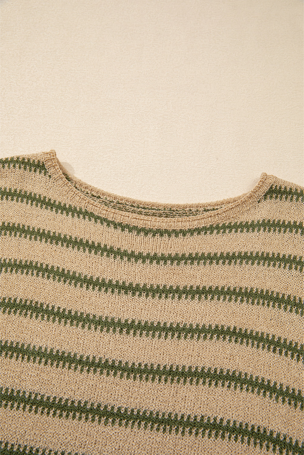 Khaki Stripe Drop Shoulder Casual Sweater Sweaters JT's Designer Fashion