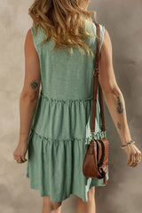 Moonlight Jade Split V Neck Tiered Flowy Sleeveless Dress Dresses JT's Designer Fashion