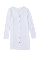 White Solid Color Open-Front Buttons Cardigan Sweaters & Cardigans JT's Designer Fashion