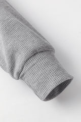 Gray Waffle Knit Fleece Lined High Low Oversized Hoodie Sweatshirts & Hoodies JT's Designer Fashion