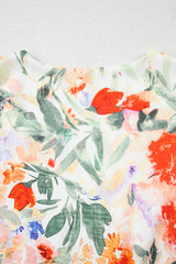 Pink Floral Double Ruffle Sleeve V Neck High Waist Mini Dress Floral Dresses JT's Designer Fashion