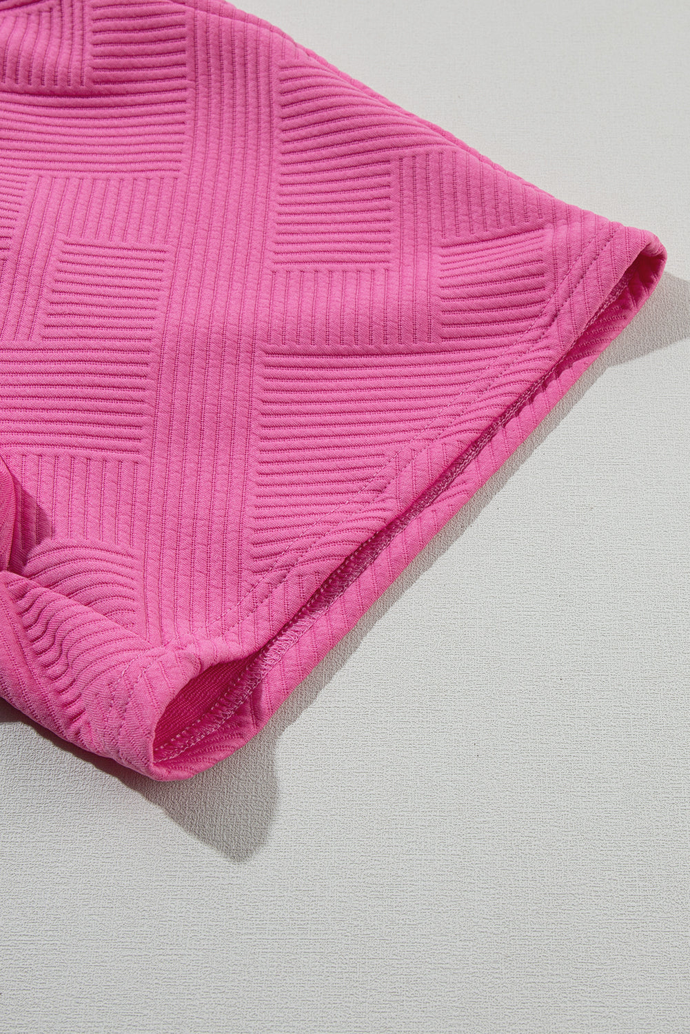Strawberry Pink 2pcs Solid Textured Drawstring Shorts Set Short Sets JT's Designer Fashion