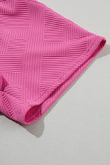 Strawberry Pink 2pcs Solid Textured Drawstring Shorts Set Short Sets JT's Designer Fashion