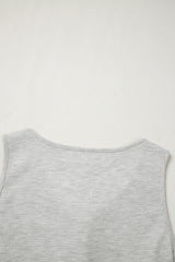 Light Grey Waffle Knit Sleeveless Buttoned Front Drawstring Waist Romper Jumpsuits & Rompers JT's Designer Fashion
