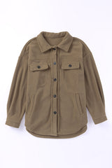 Turn Down Collar Buttoned Shirt Jacket Jackets JT's Designer Fashion