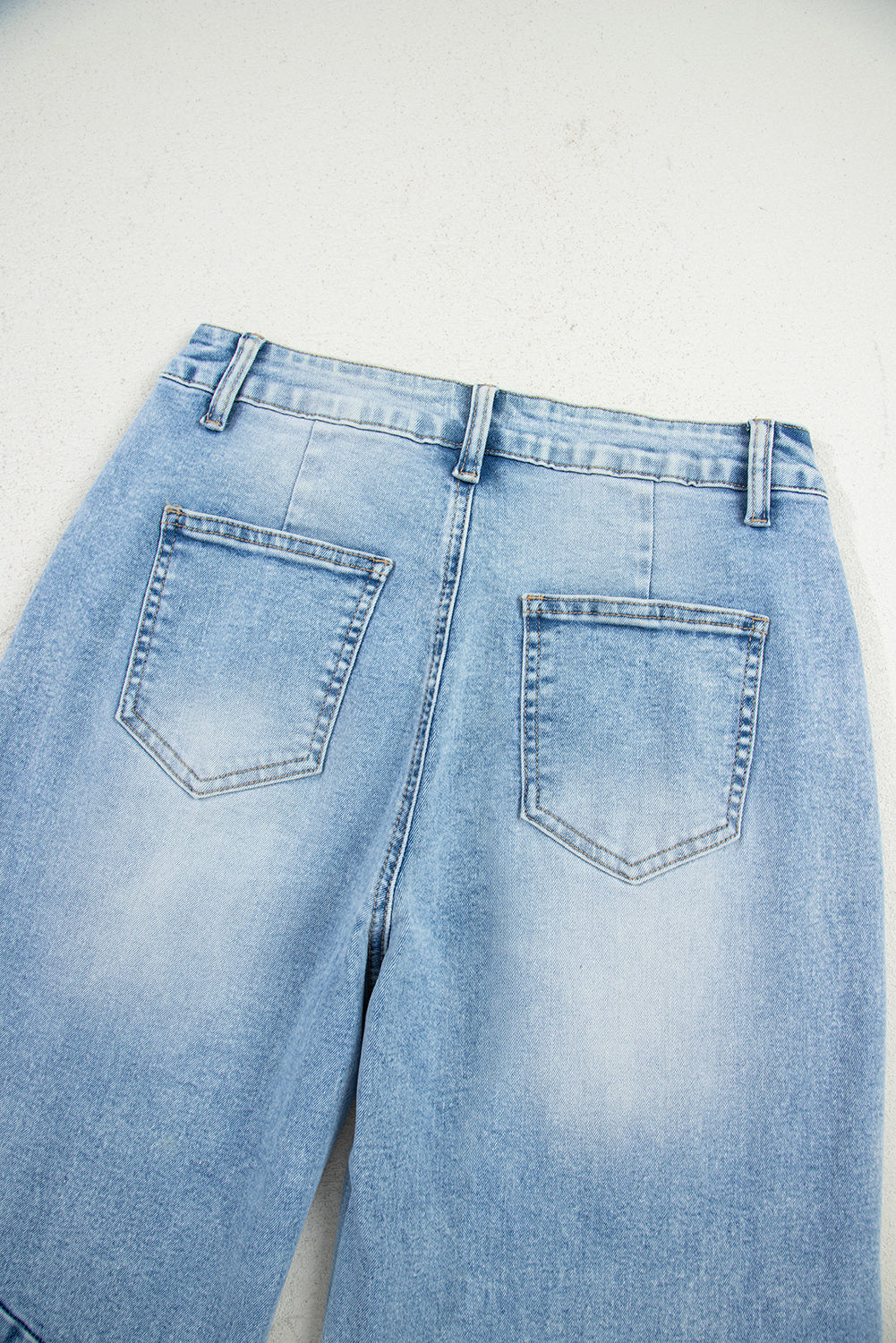 Beau Blue Flower Patched Light Wash Cropped High Waist Jeans Jeans JT's Designer Fashion