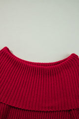 Racing Red Off-the-shoulder Knit Sweater Sweaters JT's Designer Fashion