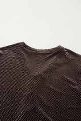 Dark Brown Textured Velvet V Neck Shift Dress Mini Dresses JT's Designer Fashion