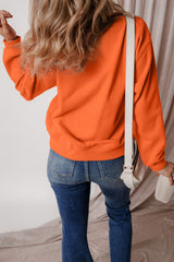 Russet Orange Sequin SPOOKY SEASON Ghost Pattern Halloween Pullover Sweatshirt Graphic Sweatshirts JT's Designer Fashion