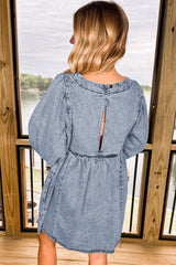 Beau Blue Light Wash High Waist Loose Fit Denim Mini Dress Mini Dresses JT's Designer Fashion