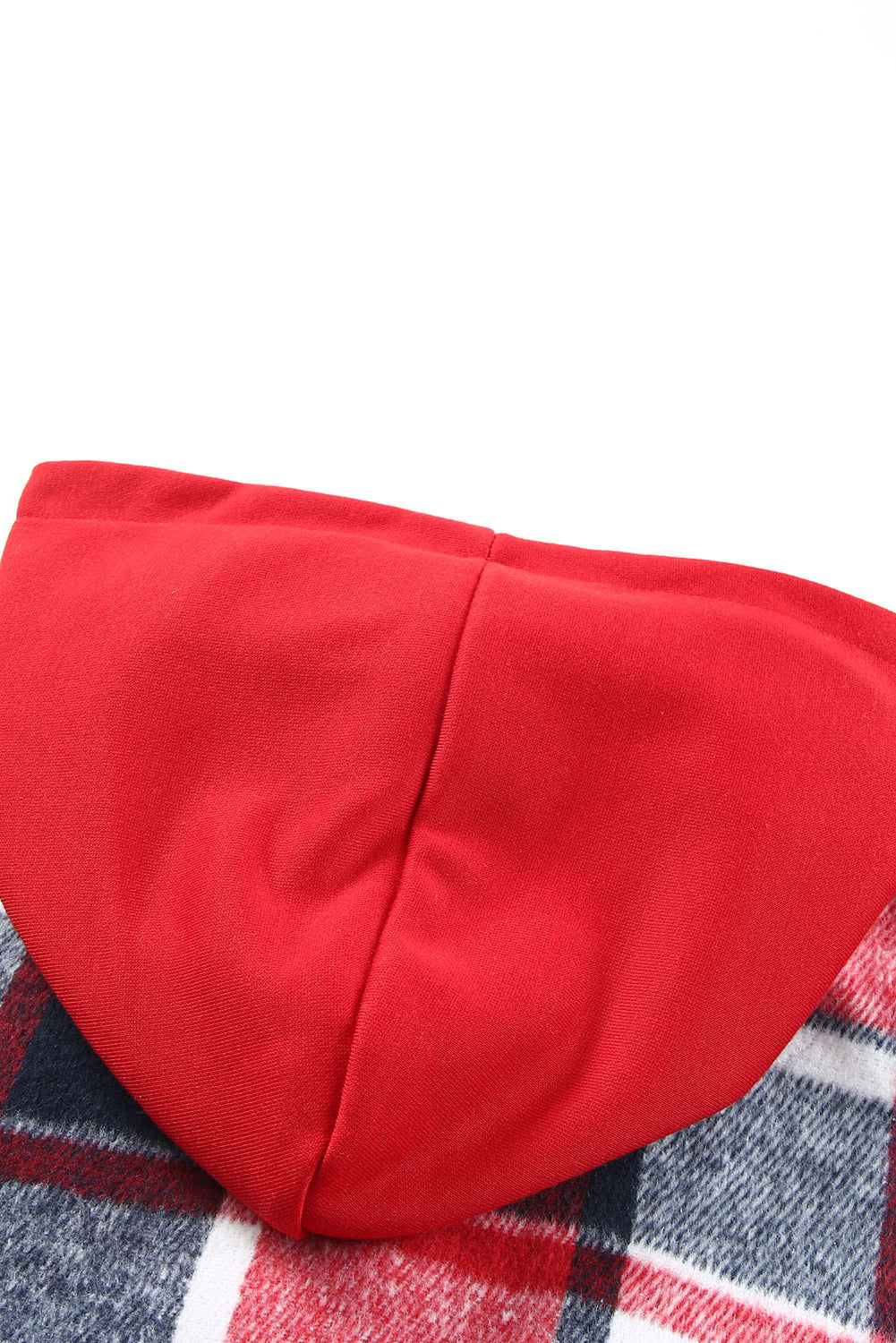 Fiery Red Hooded Plaid Button Front Shacket Plaid Shackets JT's Designer Fashion