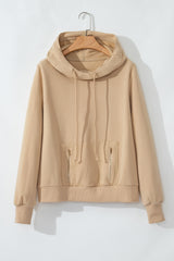 Parchment Zipped Pocket Cozy Drawstring Hoodie Sweatshirts & Hoodies JT's Designer Fashion