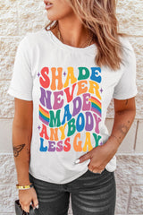 White SHADE NEVER MADE ANYBODY LESS GAY Pride Graphic Tee Graphic Tees JT's Designer Fashion
