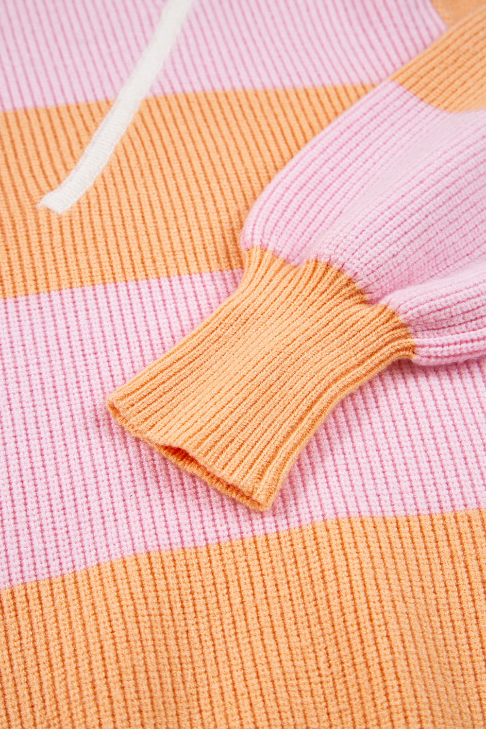 Orange Stripe Colorblock Half Zip Oversize Sweater Sweaters JT's Designer Fashion