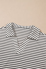 Black Stripe V Neck Tee and Casual Short Set Short Sets JT's Designer Fashion