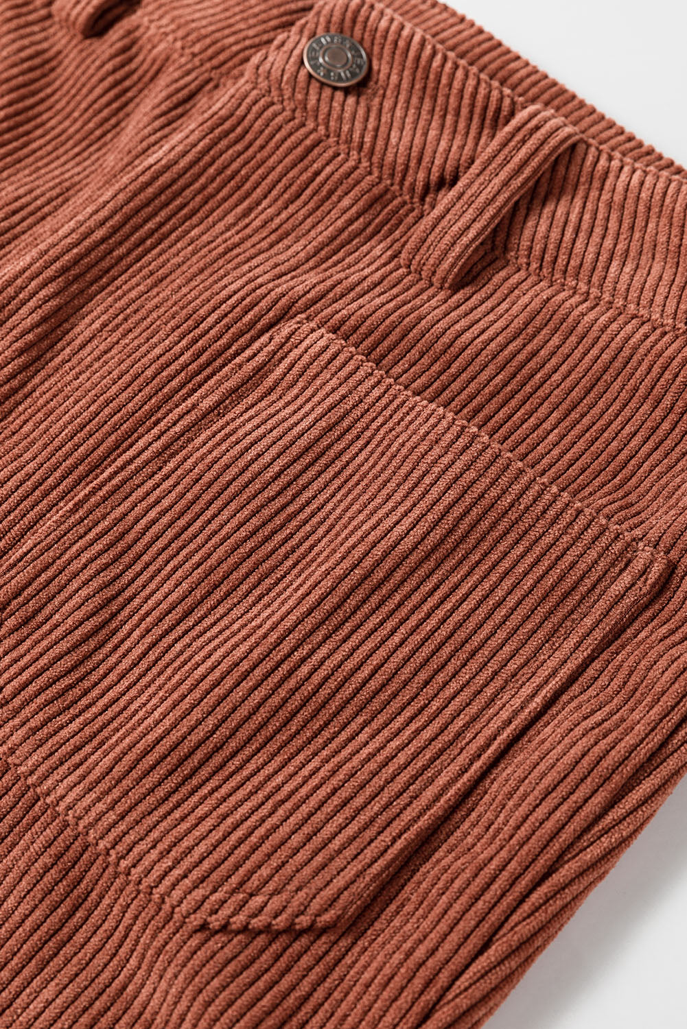 Brown High Waist Square Pockets Corduroy Pants Pants & Culotte JT's Designer Fashion