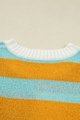 Jurassic Gold Color Block Striped Pullover Sweater Sweaters JT's Designer Fashion