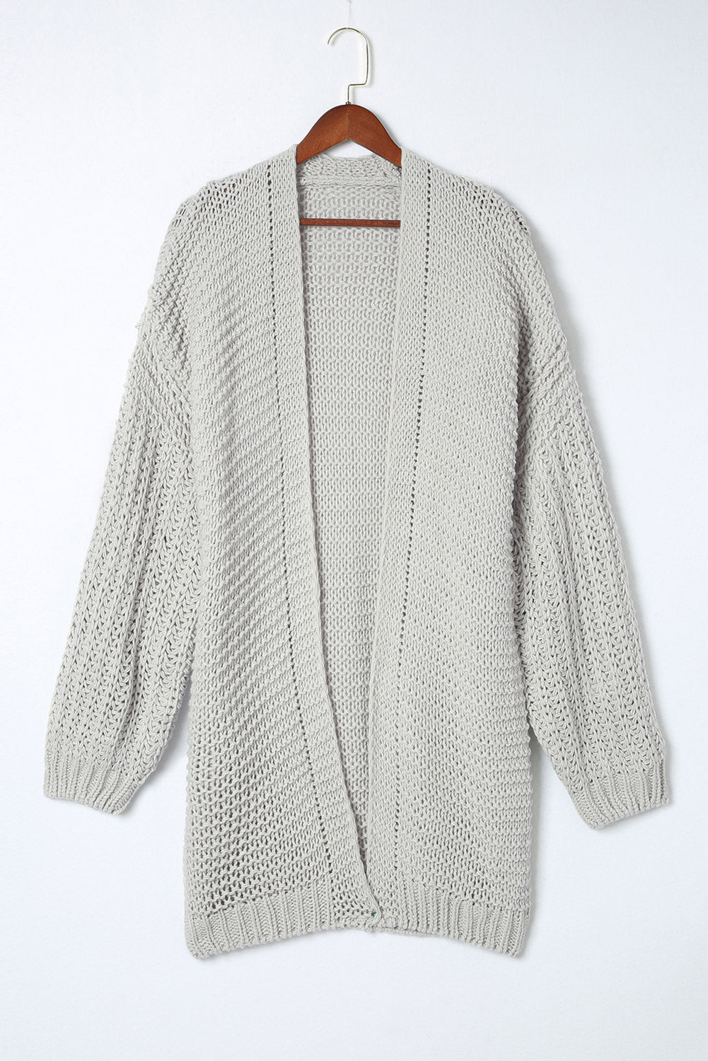 Gray Chunky Oversize Knit Drop Shoulder Puff Sleeve Cardigan Cardigans JT's Designer Fashion