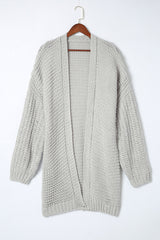 Gray Chunky Oversize Knit Drop Shoulder Puff Sleeve Cardigan Cardigans JT's Designer Fashion