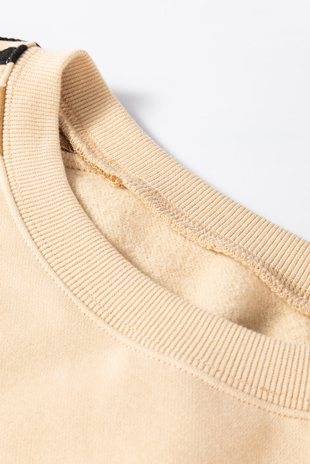 Beige Contrast Striped Patchwork Drop Shoulder Loose Sweatshirt Sweatshirts & Hoodies JT's Designer Fashion