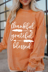 Orange thankful grateful blessed Arrow Graphic Corded Sweatshirt Graphic Sweatshirts JT's Designer Fashion