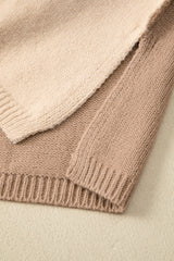 Pale Chestnut Color Block Turtle Neck Drop Shoulder Knit Sweater Sweaters JT's Designer Fashion