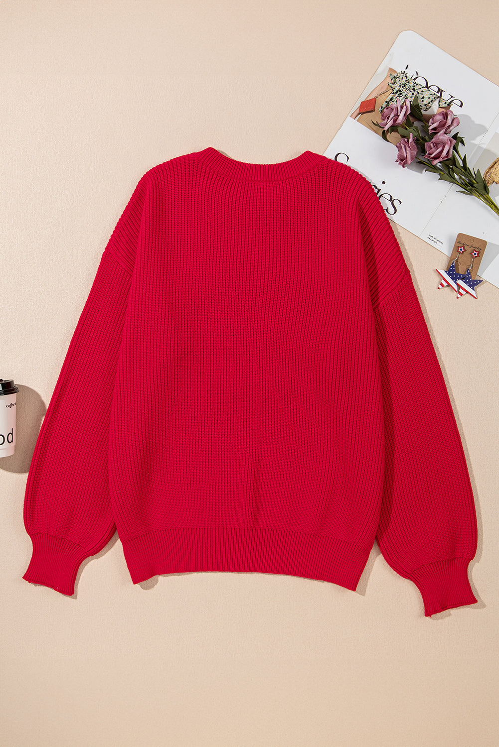 Racing Red Sparkle All The Way Tinsel Crew Neck Plus Size Sweater Plus Size Sweaters & Cardigans JT's Designer Fashion