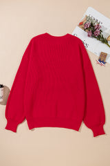 Racing Red Sparkle All The Way Tinsel Crew Neck Plus Size Sweater Plus Size Sweaters & Cardigans JT's Designer Fashion