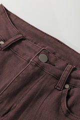 Coffee Loose Straight High Waist Solid Color Jeans Jeans JT's Designer Fashion