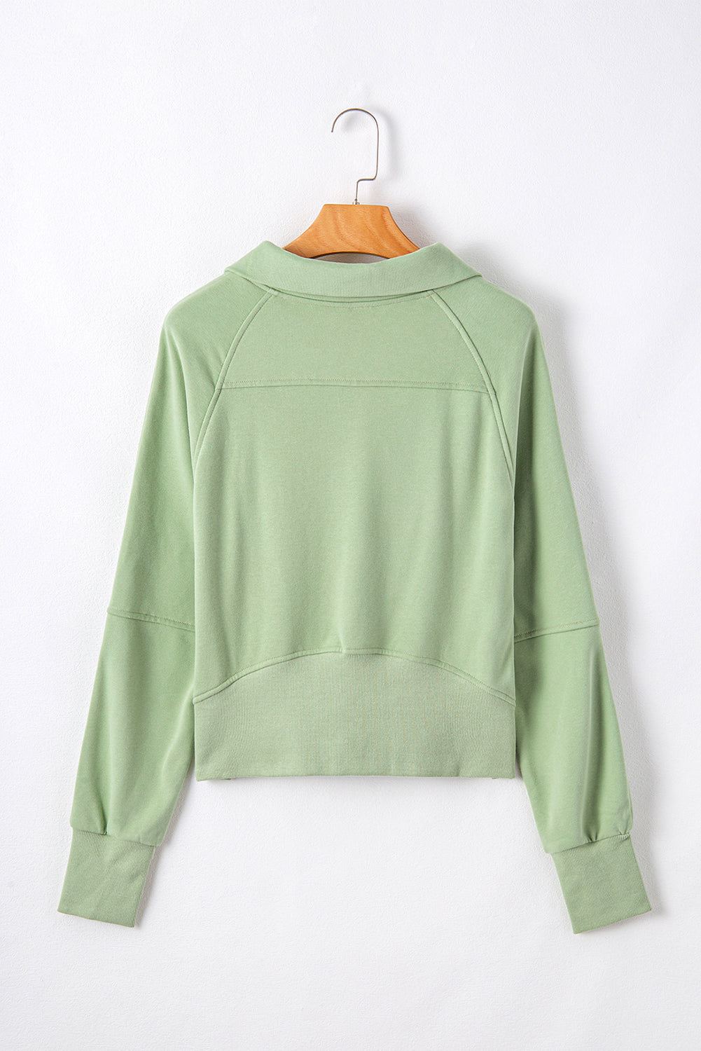 Smoke Green Quarter Zip Stand Neck Kangaroo Pocket Sweatshirt Sweatshirts & Hoodies JT's Designer Fashion