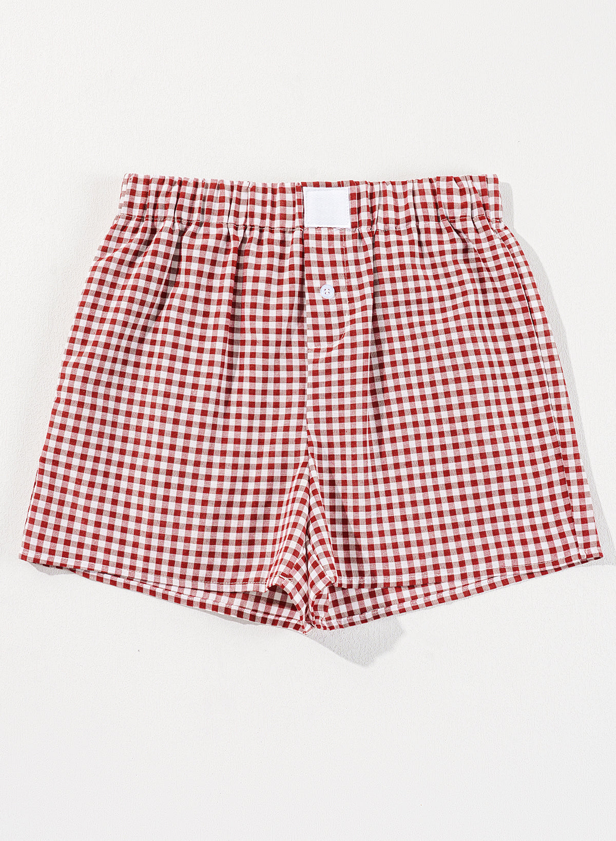 Red Gingham Printed High Waist Shorts Casual Shorts JT's Designer Fashion