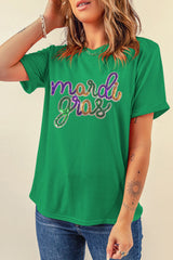Bright Green Sequin mardi gras Graphic T Shirt Graphic Tees JT's Designer Fashion
