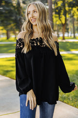 Black Blooming Lace Off The Shoulder Top Blouses & Shirts JT's Designer Fashion
